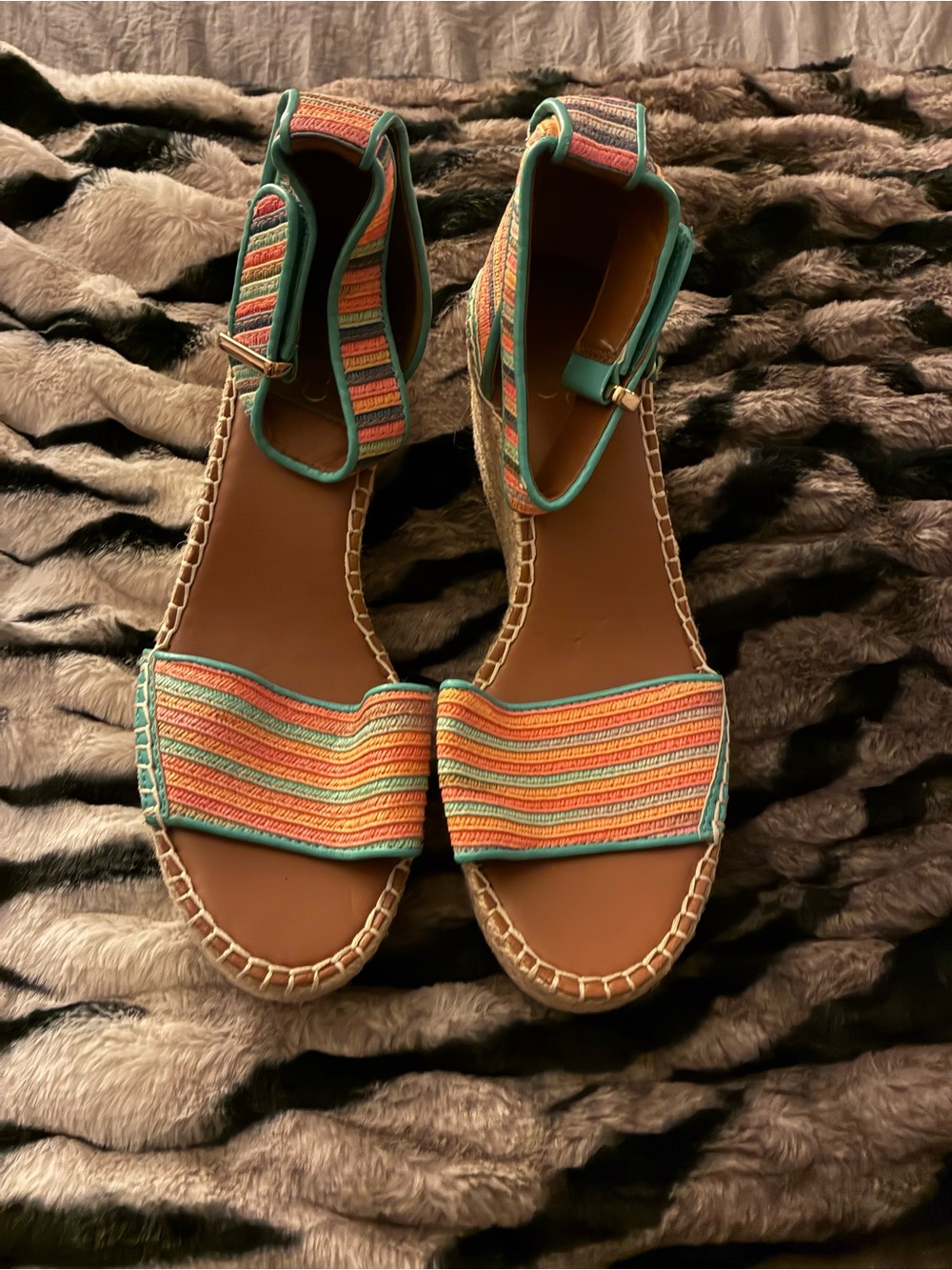 Franco Sarto Multicolor Woven Ankle-Strap Espadrille Sandals